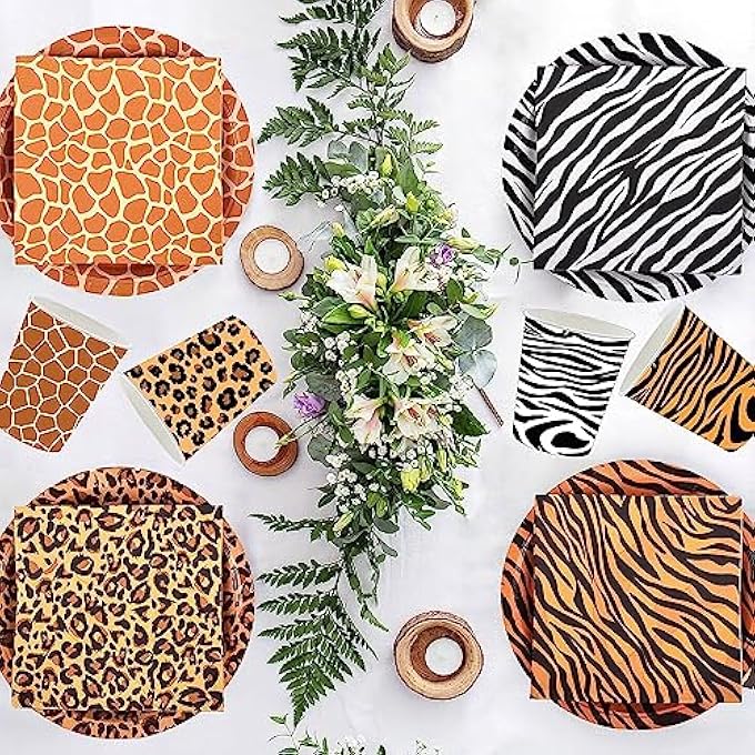 PACK OF 80 SAFARI NAPKINS WITH ANIMAL PRINTSLEOPARD, ZEBRA, TIGER, GIRAFFE FOR KIDS BIRTHDAY PARTY, BABY SHOWER, JUNGLE SAFARI THEME PARTY DECORATION - Image 4